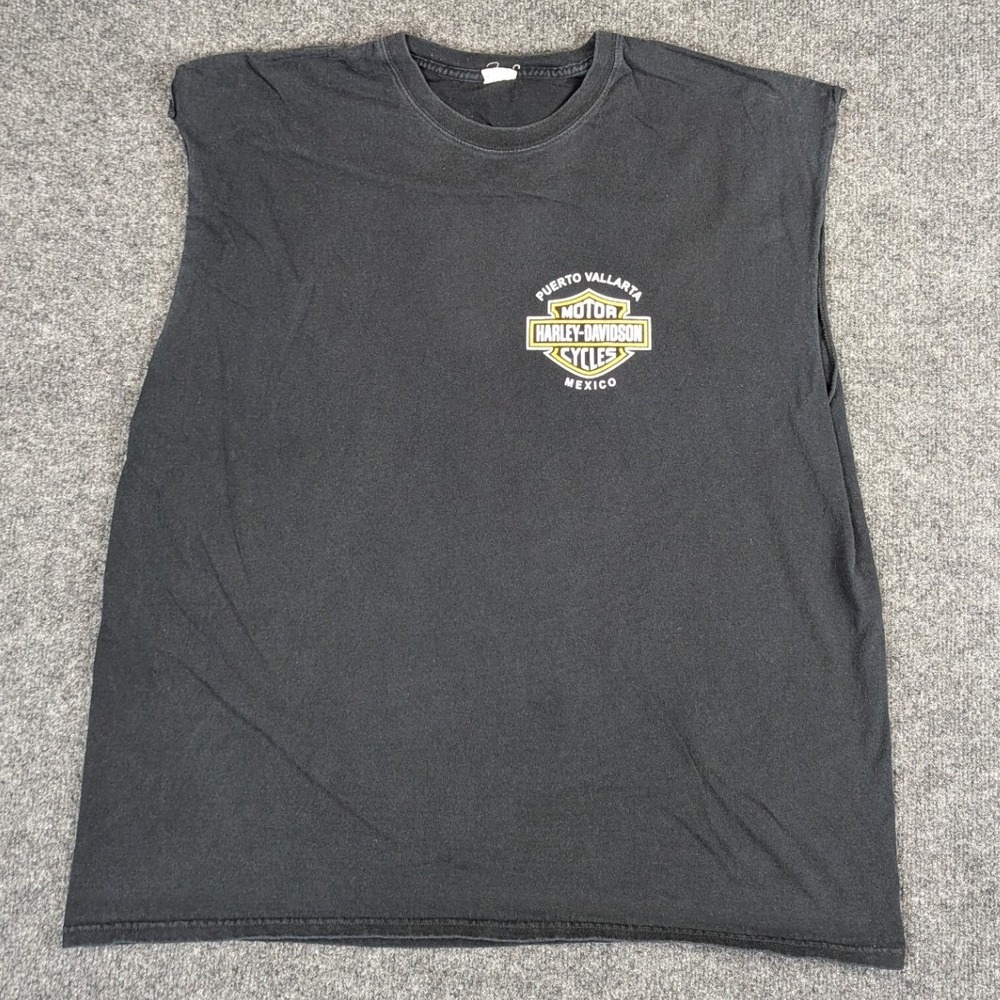 Harley-Davidson Puerto Vallarta Mexico Muscle Tee Black Graphic Shirt 2XL
